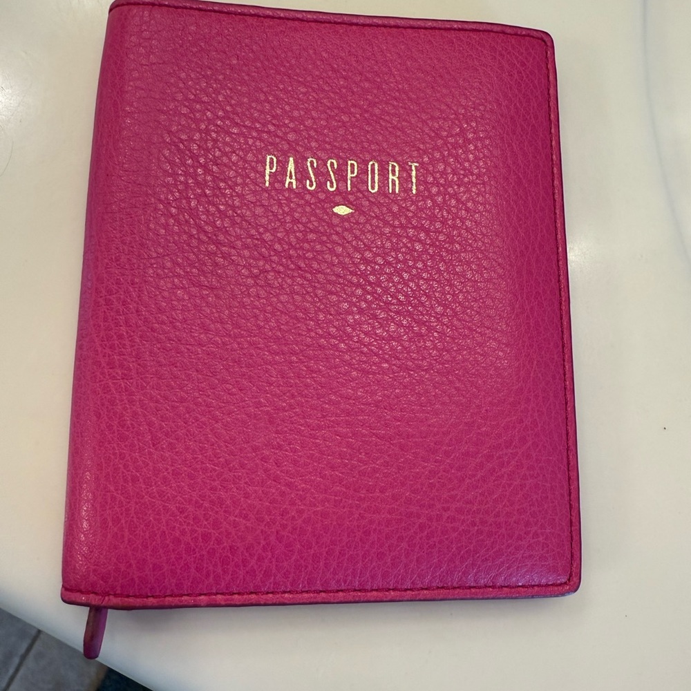 Fossil Pink Leather Passport Holder